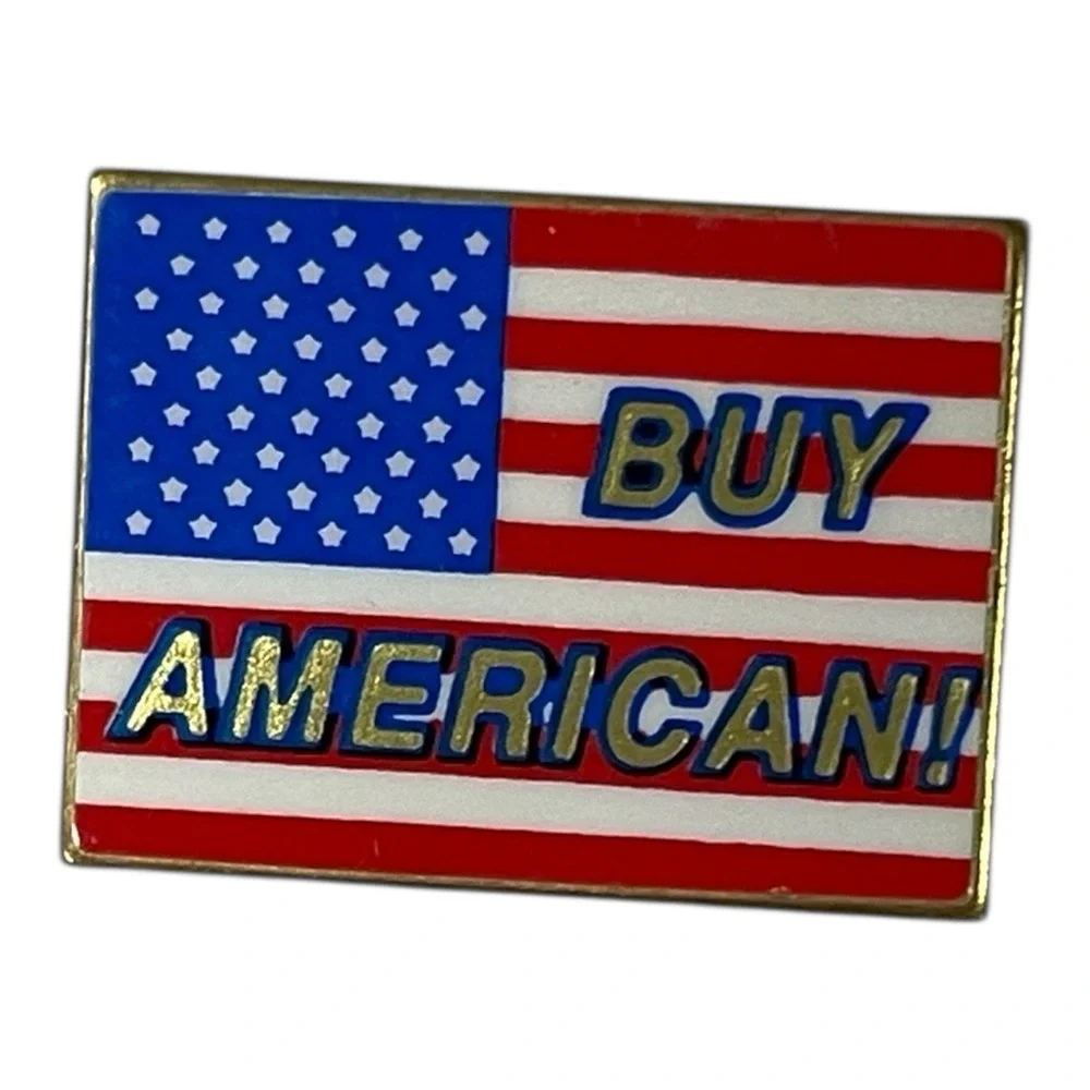 Vintage Buy American Pin US Flag Hat Pin